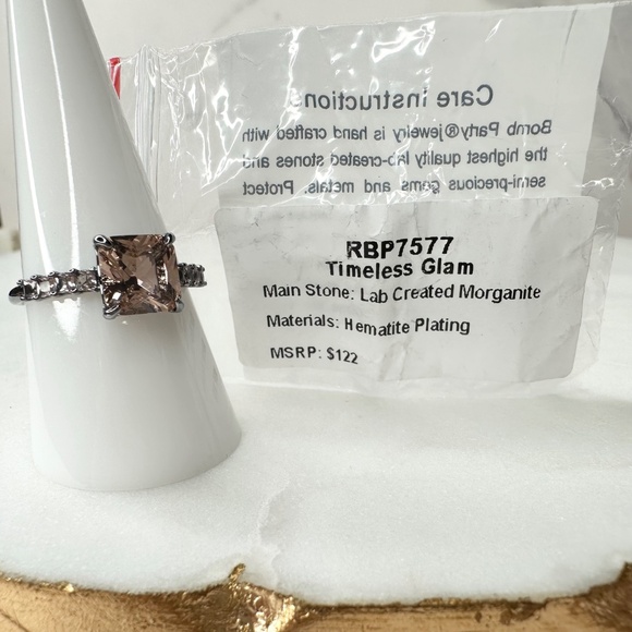 Bomb Party Timeless Glam Morganite Hematite Ring Size 9 NWT RBP7577 - Picture 7 of 7